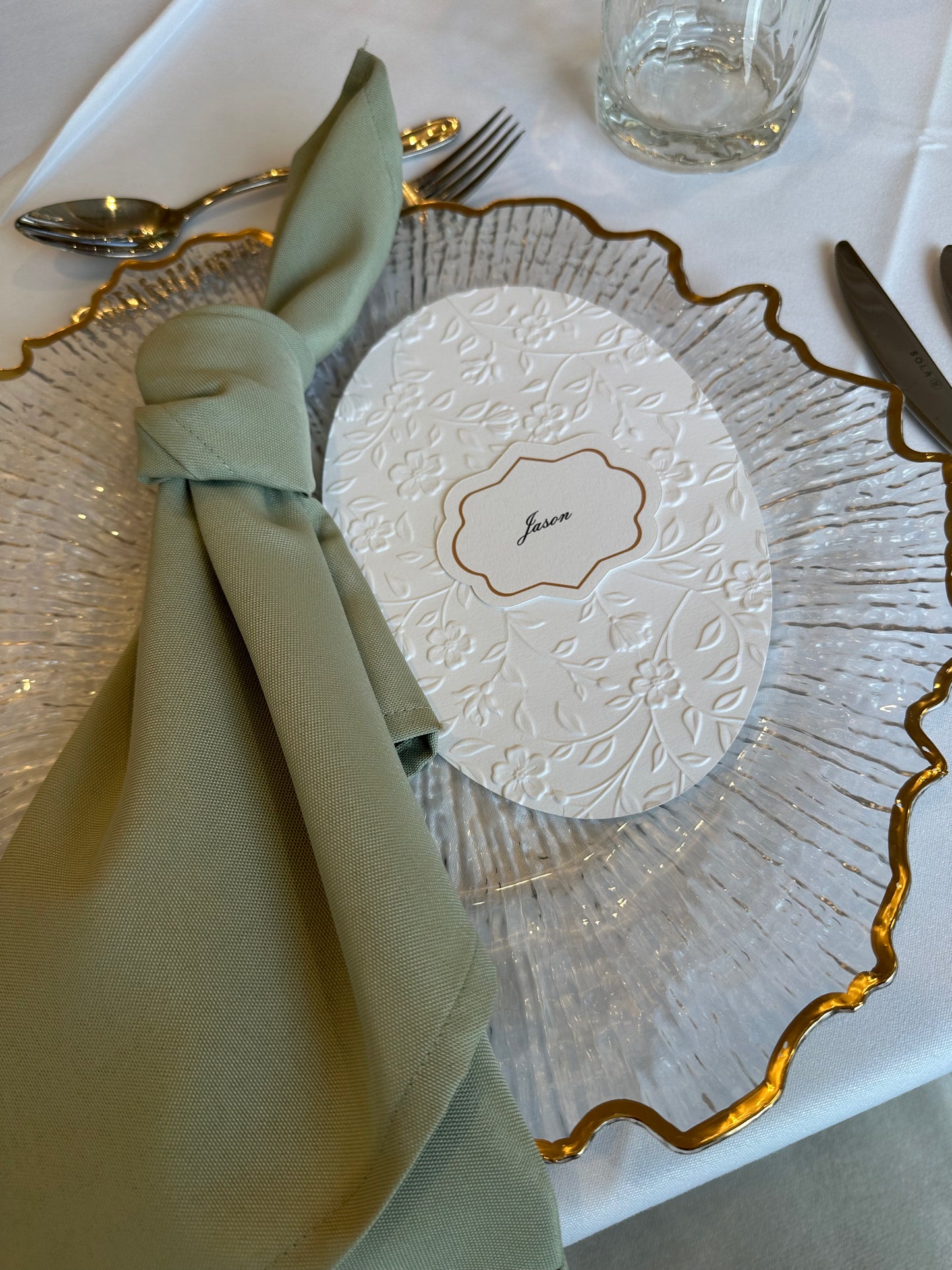 Natural Oval Embossed Menus