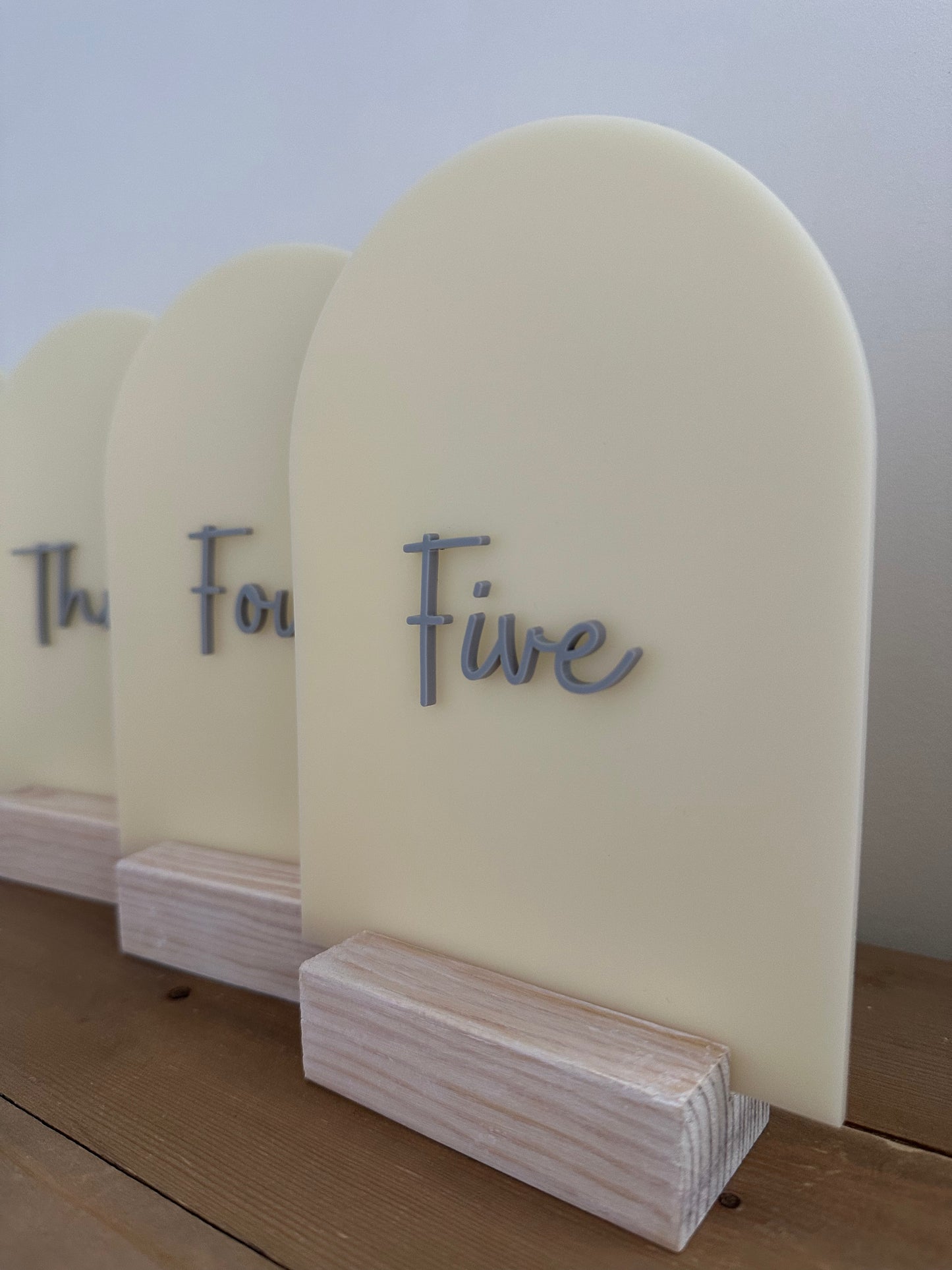 Ivory & Dusky Blue Table Numbers