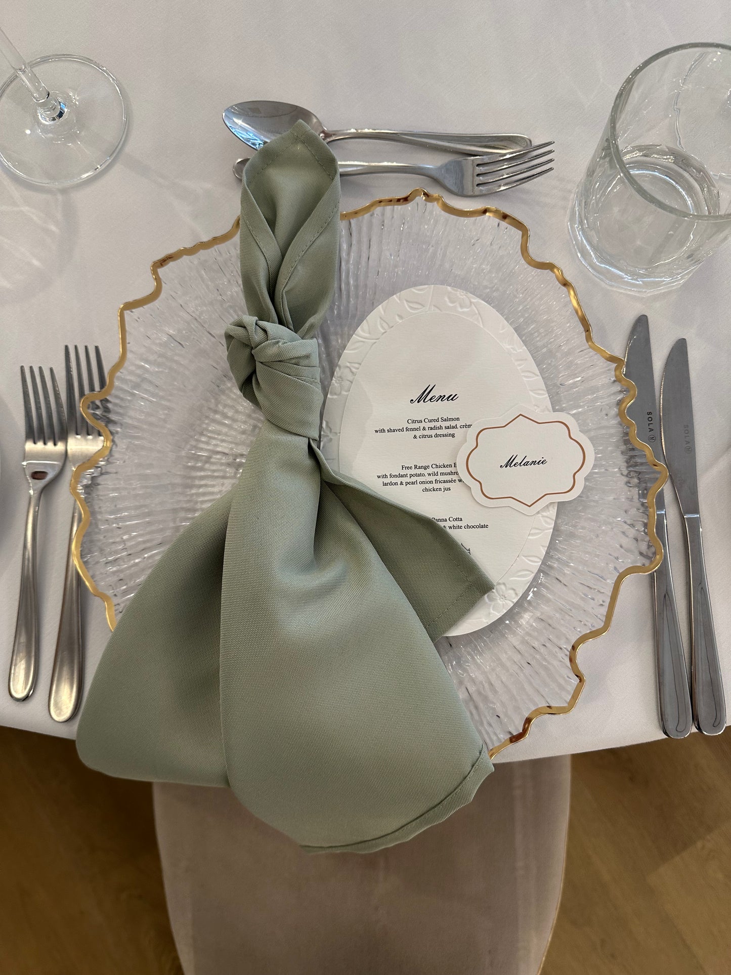 Natural Oval Embossed Menus