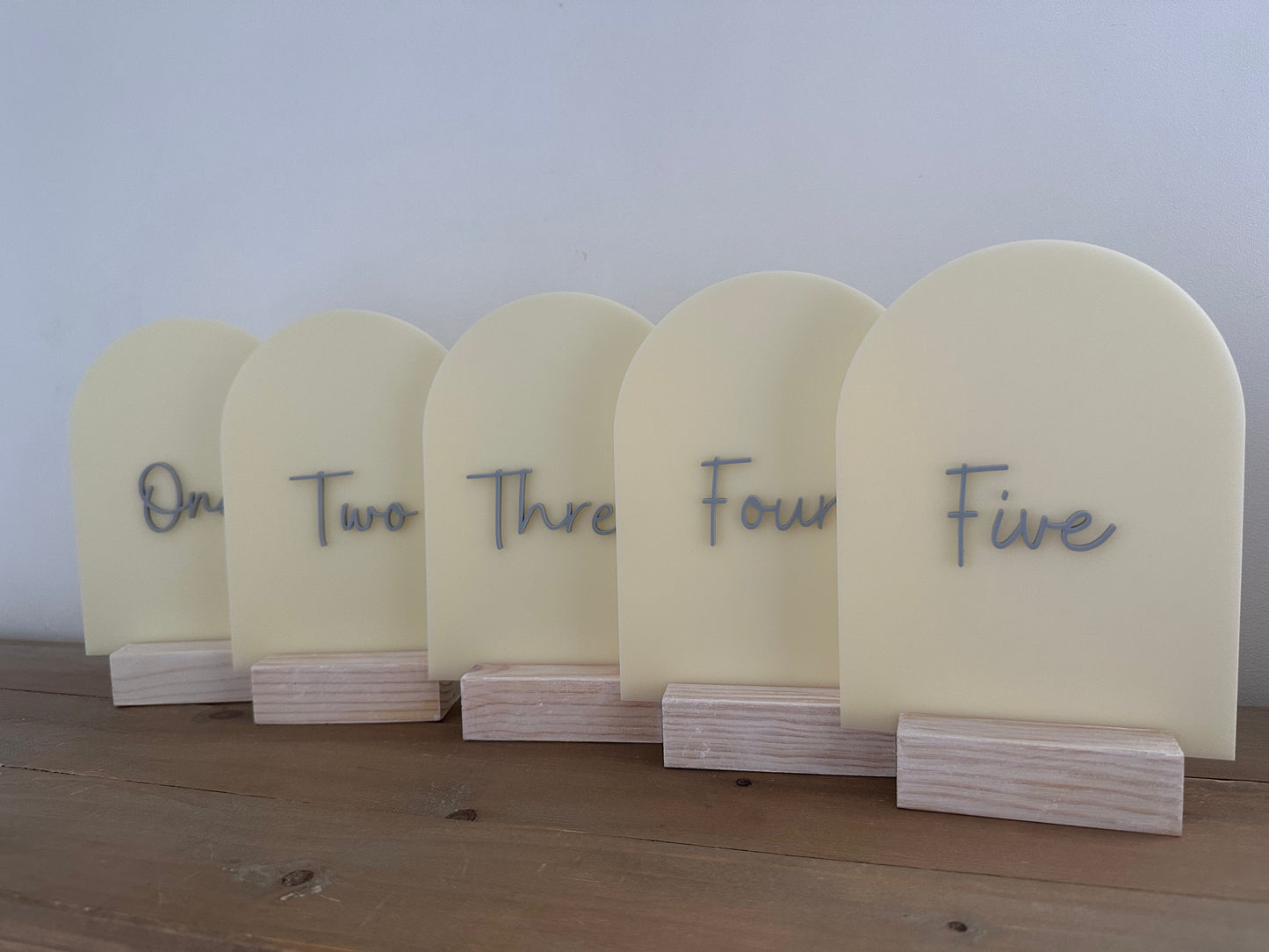 Ivory & Dusky Blue Table Numbers