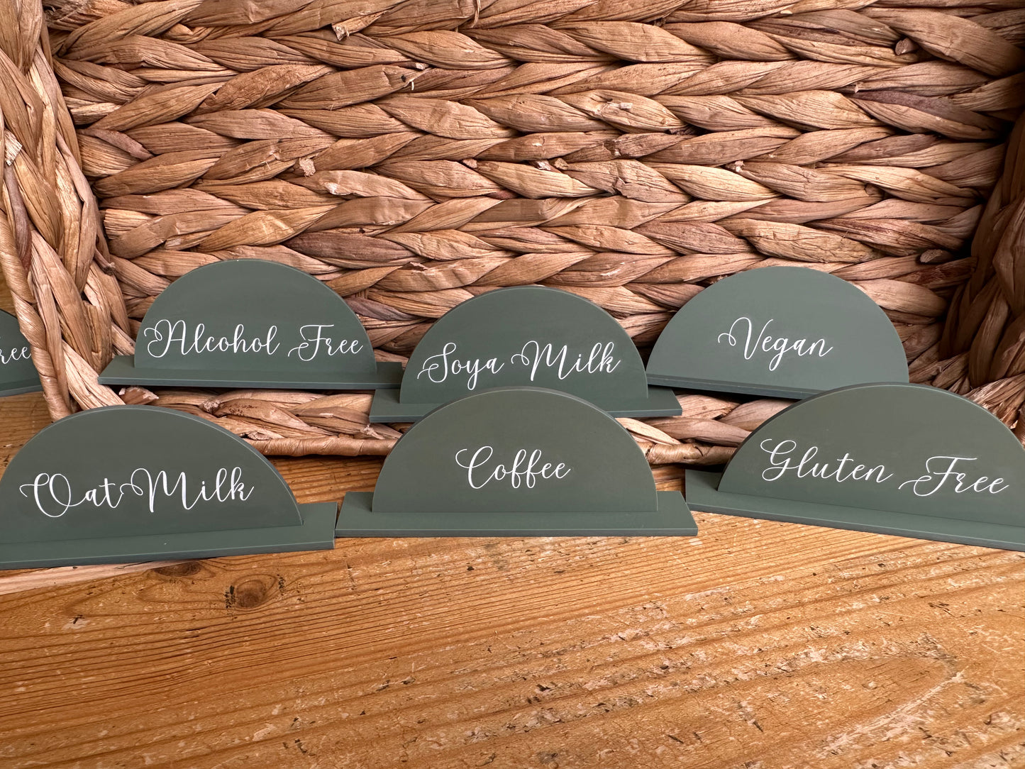 Half Moon table Top Signs