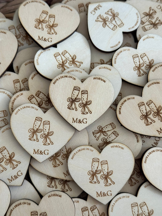 Heart Shaped Drinks Tokens