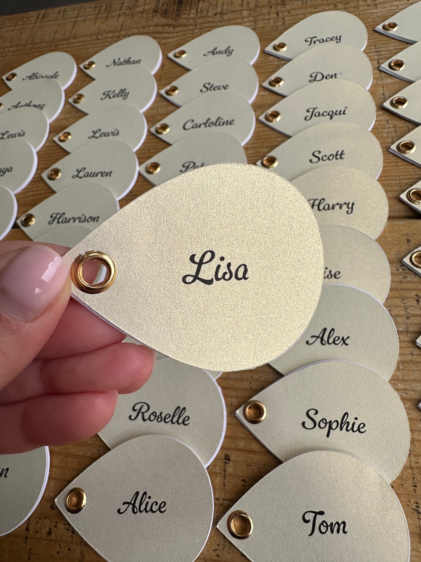Champagne Gold Droplet cards with hidden menu