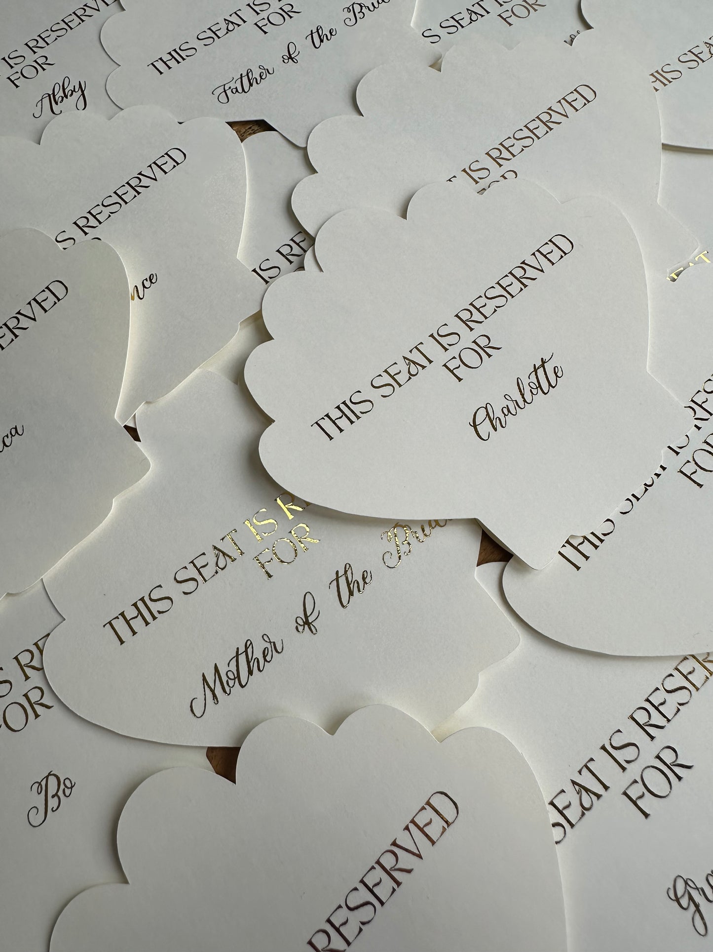 Sea Shell Shaped reserved seat signs