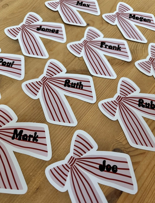 Pink and Red Bow Name Cards
